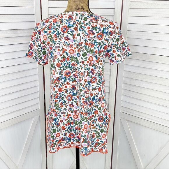 C Wonder Floral PomPom Hem Tunic Tee Shirt White Multi XXS - Picture 4 of 12